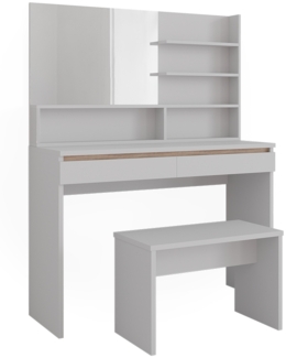 Schminktisch Emma Weiß 120 cm mit Spiegelregal & Bank Vicco