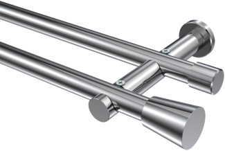 Gardinenstangen-Set Platon Sitra 100 cm, 2-läufig (ohne Ringe), 20 mm Ø Chrom