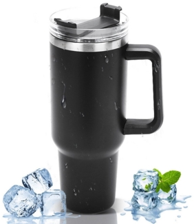 RWEUOQ Thermobecher Isolierter Thermobecher 40oz mit Griff und Deckel aus Edelstahl, 40oz isoliert BPA-frei spülmaschinengeeignet
