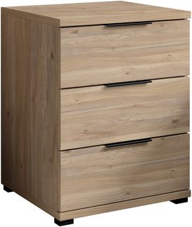 Nachtkommode >SMILLA 2< 3 Schubladen, Mauvella Oak Dekor - 46x61x42cm (BxHxT)