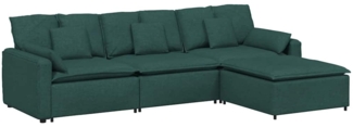 vidaXL Modulares Sofa mit Fußhocker und Kissen Dunkelgrün 3321061