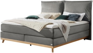 Imelda Boxspringbett grau Eiche MassivholzPolyester 214cm x 143cm x 115cm