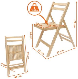 Spetebo Klappstuhl Klassischer Klappstuhl aus Holz belastbar bis 100 kg (79 x 59 cm, 1 St), Küchen Beistell Stuhl klappbar