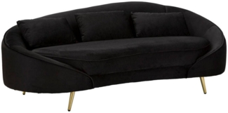 Dmora 3-Sitzer festes Sofa Verte, lineares Sofa, Sofa für Wohnzimmer, Lineare Stoffstruktur, 185x84 h68 cm, Schwarz und Gold