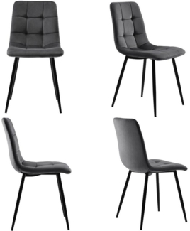 HAUSS SPOLE Essgruppe Esszimmerstuhl 4er Set Polsterstuhl Stuhl, (Sitzfläche aus Samt Gestell aus Metall Nur Stühle, kein Tisch, 4-tlg, Stuhl mit Rückenlehne)