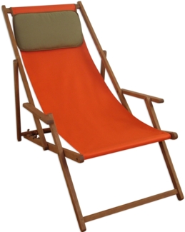 Strandstuhl terracotta Gartenstuhl Sonnenliege Deckchair Buche dunkel Kissen klappbar 10-309 KD