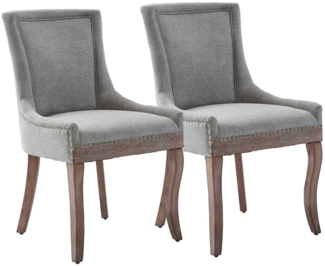 SeedWave Esszimmerstuhl 2er-Set Küchenstuhl Chenillebezug, Holzfüße mit Verstellbaren Fußpads, Polsterstuhl mit geschwungener Rücklehne, Niete-Design