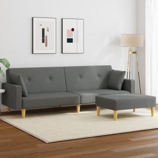 vidaXL Schlafsofa 2-Sitzer mit Fußhocker Dunkelgrau Stoff 3216241