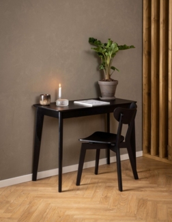 ACTONA GROUP Schreibtisch Roxby, Schreibtisch, matt schwarz SH Lack Eiche Furnier, 100x50x75 cm