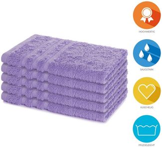 Lavea Gästehandtuch Elena, 30x50cm aus 100% Baumwolle, fusselfreies, pflegeleichtes hautfreundliches Gästehandtuch-Set (Set, 5-St), einzigartig weiche Frottee Gästehandtücher für jeden Hauttyp