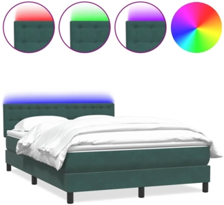 vidaXL Boxspringbett mit Matratze Dunkelgrün 140x210 cm Samt 3317268