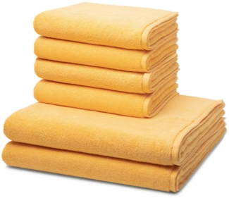 Ross Sensual Skin 6 tlg. Frottier-Set - 4 X Handtuch (50 X 100cm), 2 X Duschtuch (75 X 140cm) - 500 g/m2 - Ginster