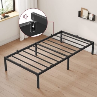 VASAGLE Einzelbettgestell, Bett, 90 x 200 cm, Metallbett, Bettrahmen, Unterbettaufbewahrung, modern, Gästebett, einfacher Aufbau, tintenschwarz RMBDE132B01