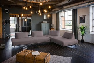 KAWOLA Ecksofa CANE Schlafsofa Daybed Stoff lila 80 x 210 x 310 cm