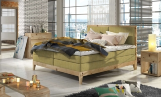 Stylefy Cleta Boxspringbett Massiv Gelb 160x200