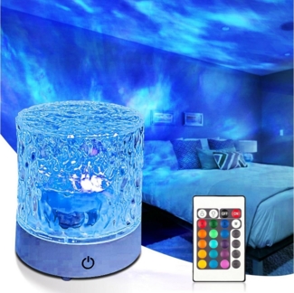 Qualra Nachtlicht Ocean Lamp Nachtlicht Tischlampe für Kinder Erwachsene Zimmer Deko, 16 Farbwechsel mit Touch Control Fernbedienung USB