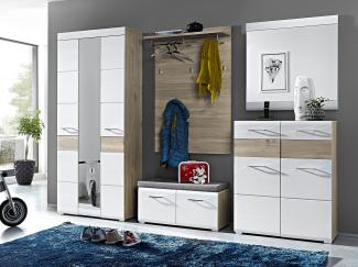 Garderoben-Set >Allison< in Weiß aus MDF - 252x200x40cm (BxHxT)