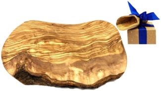 Olivenholz-erleben Schneidebrett Brett rustikaler, Olivenholz 25-29 cm, Massivholz, (Set, 1-St, 1x Brett, plus Überraschung), die Größe ist ideal für kleine Küchen oder unterwegs