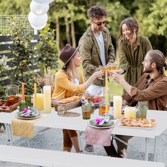 Strattore Bierzeltgarnitur, 3-teilig, klappbar, Kunststoff, 180 x 70 x 74 cm, Weiß