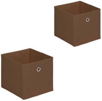 IDIMEX Aufbewahrungsbox ELA (Set), Aufbewahrungsboxen im 2er Set, Regalboxen mit Griff 27x27cm braun