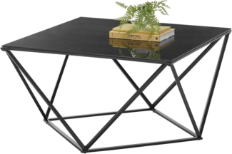 Stolkom Sp.z.o.o. Couchtisch Senta Glastisch quadratisch schwarz, moderner Tisch BxHxT 80 x 45 x 80 cm, Quadratisch, Glas in schwarz getönt, Formschönes Gestell schwarz