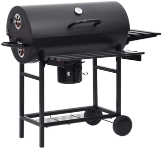 vidaXL Grillwagen mit Rädern und Ablagen Schwarz Stahl 115 x 85 x 95 cm 313636