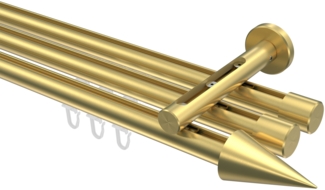 Innenlauf-Gardinenstangen-Set Siteno Savio 400 cm (geteilt in 2 x 200 cm), 3-läufig, 20 mm Ø Messing-Optik