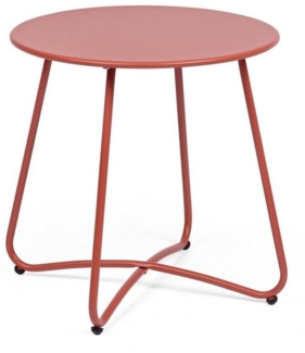 Bizzotto Beistelltisch Gartenbeistelltisch Austin aus Metall Ø 45 cm, Terrakotta, Mit Stellschrauben