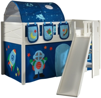 Kinderbett mit Rutsche Karyl Massivholz Weiß Textilset Astro 4