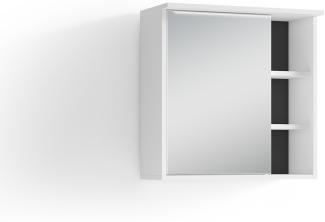 byLIVING Badezimmer Spiegelschrank WELLNESS mit LED-Beleuchtung & Steckdose / Moderner, 1-türiger Spiegel Hängeschrank in Melamin weiß / Wandschrank mit Spiegeltür / B 60, H 61, T 28 cm