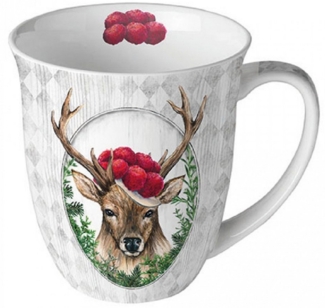 Ambiente Luxury Paper Products Becher Sommer, Blumen, Tiere, Pflanzen, Bäume, Herbst, Mug, Kollektion, 1-tlg, Porzellan Tasse, Becher 0,4 L Hirsch im Rahmen, Themes Animals, Winter, Geburtstag, Hochzeit, Valentinstag, Muttertag, Geschenke
