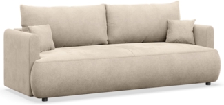 Selsey 'Ovo Mini' 3-Sitzer Schlafsofa mit Bettkasten, Velours Easy-Clean, hellbeige