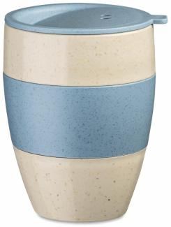 Koziol Thermobecher Aroma To Go 2. 0, Isolierbecher, Biozirkulärer Kunststoff, Nature Desert Sand / Nature Flower Blue, 400 ml, 7589275