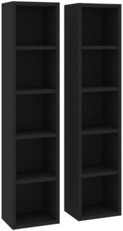 vidaXL CD-Regale 2 Stk. Schwarz 21x16x93,5 cm Holzwerkstoff 802697