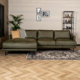 Bronx71 Ecksofa Denver Leder olivgrün links