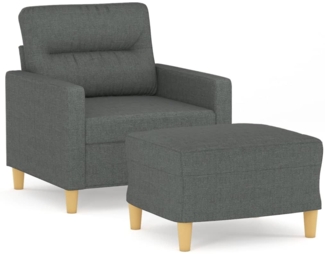 vidaXL Sessel mit Hocker Dunkelgrau 60 cm Stoff 3201066