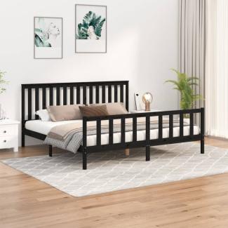 vidaXL Massivholzbett mit Kopfteil Schwarz 200x200 cm Kiefer 3188230