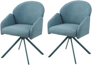 2er Set Sesselstuhl Holly drehbar - Webstoff Petrol