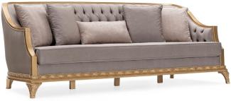 Casa Padrino Luxus Barock Wohnzimmer Sofa Grau / Gold - Handgefertigtes Barockstil Sofa mit dekorativen Kissen - Luxus Wohnzimmer Möbel im Barockstil - Barock Möbel