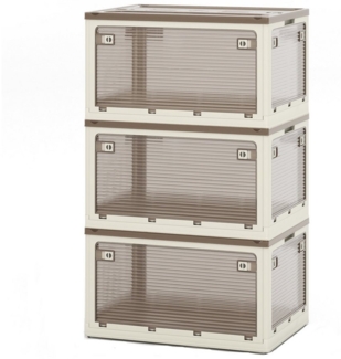 COSTWAY Aufbewahrungsbox, mit Deckel, auf Rollen, faltbar, stapelbar, 98L x 3