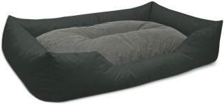 BedDog Hundebett MIMI, Hundesofa aus Cordura, Microfaser-Velours, waschbares Hundebett vier-eckig mit Rand, Hundekissen (XXXL) ca. 150x110x28cm, ROCK-FLOW (grau/anthrazit)