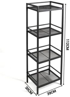 GarveeMore Bücherregal 3 /4 Tier Storage Rack Kohlenstoffstahl Bücherregal Eckenregal