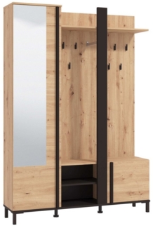 Home affaire Kompaktgarderobe Nino Flurgarderobe, Dielenschrank, Flurmöbel, Garderobe, Breite 135 cm Schuhschrank, Spiegel, Haken, viel Stauraum, ideal für kleine Räume