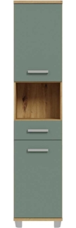 Hochschrank Venus / Veris , Holzwerkstoff , Grün, Holzfarben , 40 x 187 x 35 cm
