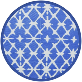 vidaXL Outdoor-Teppich ARAKIL Blau und Weiß Ø200 cm PP 368492