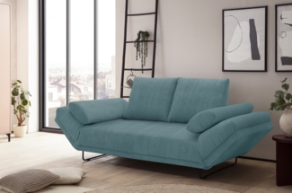 DOMO. collection Sofa 700 001, 2-Sitzer mit Federkernpolsterung und Schlaffunktion, verstellbare Armlehnen, 2er Couch, Polstergarnitur, 210 x 97 x 94 cm (BxTxH), türkis