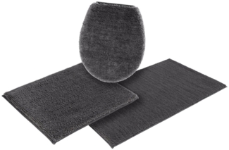 my home Badematte Vanessa, Höhe 10 mm, rutschhemmend beschichtet, fußbodenheizungsgeeignet, schnell trocknend, strapazierfähig, Polyester, rechteckig, 3-tlg. Hänge-WC Set, Badteppich, weiche Haptik, unifarben