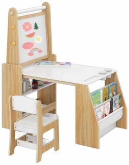 COSTWAY Kinderschreibtisch (2-St), Kindertisch Zeichentisch mit Stuhl-Set