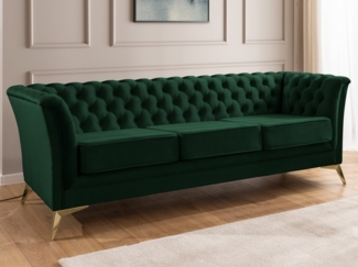S-Style Möbel Chesterfield-Sofa Whitby, 3-Sitzer aus Samt mit goldenen, silbernen oder schwarzen Füßen, mit Wellenfederung