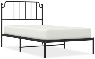 vidaXL Bettgestell mit Kopfteil, Metall, Schwarz, 100x200 cm
